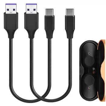 Geekria PU Leather Charging Cable Compatibility Charging Cord USB to Compatible with Sony LinkBuds S LinkBuds INZONE Buds 2 Type-C USB-C WF-LS900N