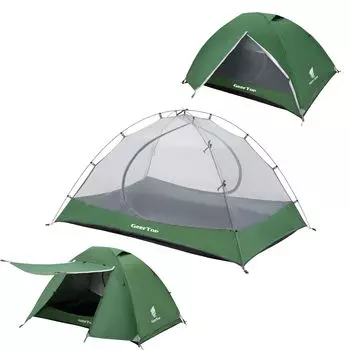 Geer Top Tent для 2 человек, одноместная кемпинговая палатка с передней камерой, легкая купольная палатка, водонепроницаемая, двухслойная вентиляция, защита от ультрафиолета, компактная, легкая