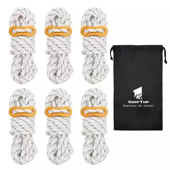 GEERTOP Guy Tarp Tent 6 Светоотражающий Гибкий Металлический Грузоподъемность Палатка Кемпинг Белый Веревка, Паракорд, Веревка, Веревка, Оттяжка, Оттяжка, 4 мм, Шт.