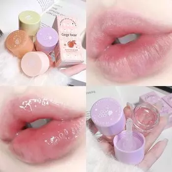 Gege Bear Crystal Jelly Lip Mask Бесцветная увлажняющая и уменьшающая морщины губ увлажняющая и предотвращающая высыхание основа под макияж губ
