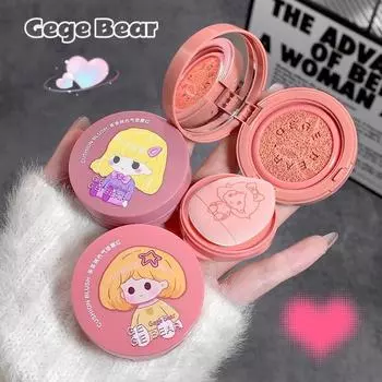 Gege Bear Cushion Blush, увлажняющий макияж с мини-пуховкой Korean Girl Blush