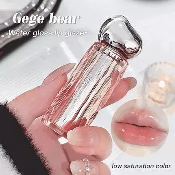 GEGE BEAR Glass Crystal Lip Gloss Прозрачная глянцевая губная помада с увлажняющим эффектом, стойкая, равномерно окрашенная, нежная, портативная