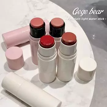 Gege Bear Hydrating Blush&Highlight Stick, натуральные увлажняющие румяна-стик, хайлайтер с высоким блеском и мелким блеском, подходит для путешествий