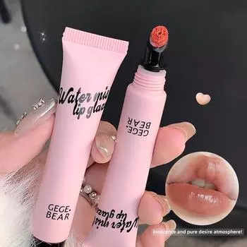 Gege Bear Matte Lip Glaze Увлажняющий блеск для губ для осени и зимы Насыщенный цветной блеск для губ
