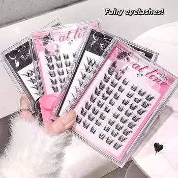 GEGE BEAR Накладные ресницы серии Cat без клея с завитком подсолнечника, пушистые, отдельные сегменты, легко наносятся, идеально подходят для ежедневного ношения