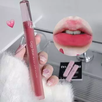 GEGE BEAR Водостойкий бархатный матовый блеск для губ - оттенок нюдового коричневого цвета, стойкий цвет и гладкий финиш, жидкая помада для вечеринок