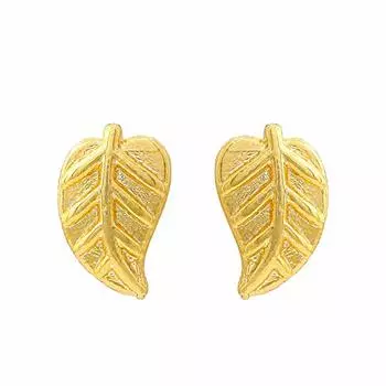 Gehena от Estele — золотистые серьги-гвоздики для женщин с листьями ивы