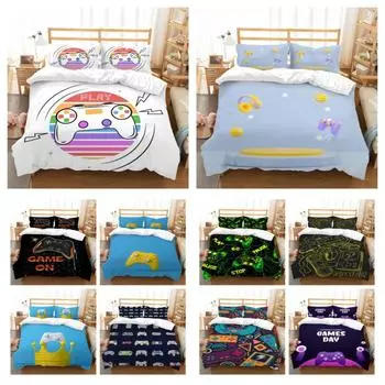 Геймер, домашний текстиль, комплект пододеяльников с 3D принтом, комплект постельного белья из микрофибры высокого качества для мальчиков и мужчин, одинарный двойной размер, стеганый чехол UK Single 135x200cm
