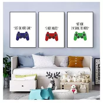 Геймер мальчик девочка подарок игровой знак игровой контроллер художественная живопись картины игровая комната Настенный декор видеоигры цитата холст постеры 21cm30cm NoFrame