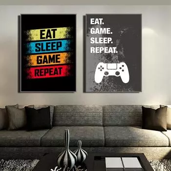 Геймпад, английский алфавит, картина, постер, холст, картина, принт, игра, художественное украшение, фреска для современного домашнего декора комнаты, без рамки 21cm30cm NoFrame