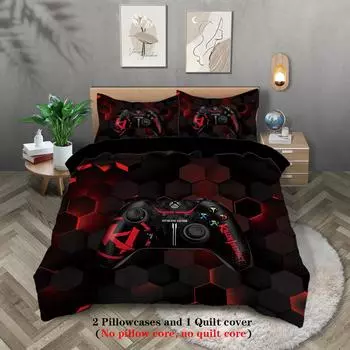 Геймпад Цифровой Печатный Полиэстер Комплект Из Трех Частей Крестообразный Хлопок Одеяло Простыня Наволочка 135x200cm