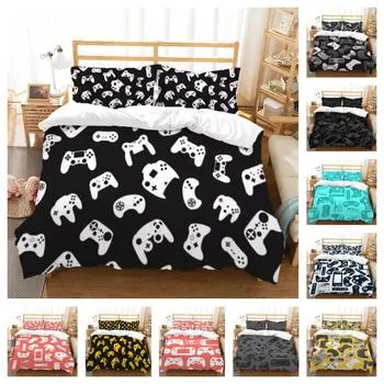 Геймпад Дизайн Детский Мягкий Дышащий Постельный Комплект Постельное Белье Футбол Спальня Постельное Белье Декор UK Single 135x200cm