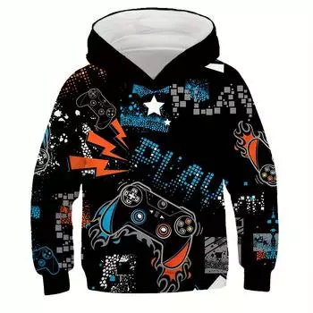 Геймпад и строительные блоки 3D-печать мальчиков повседневный пуловер с длинным рукавом толстовки мальчиков толстовка для весны и осени дети толстовки топы 100