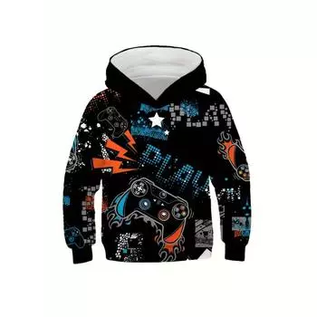 Геймпад и строительные блоки 3D-печать мальчиков повседневный пуловер с длинным рукавом толстовки мальчиков толстовка для весны и осени дети толстовки топы 100CM