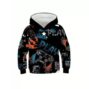 Геймпад и строительные блоки 3D-печать мальчиков повседневный пуловер с длинным рукавом толстовки мальчиков толстовка для весны и осени дети толстовки топы 100