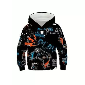 Геймпад и строительные блоки 3D-печать мальчиков повседневный пуловер с длинным рукавом толстовки мальчиков толстовка для весны и осени дети толстовки топы 100