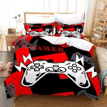 Геймпад, комплект постельного белья с 3D принтом, красочный геймер для спальни, детский пододеяльник, домашний декор, один размер Queen, дропшиппинг Eu Single 135x200cm