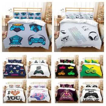 Геймпад, пододеяльник, комплект постельного белья с игровой ручкой и принтом, высококачественная постельная одежда, пододеяльник для мальчиков и мужчин, королева UK Single 135x200cm