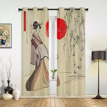 Гейша Классические Японские Шторы Для Гостиной Роскошный Декор Спальни Шторы Кухонные Оконные Обработки Шторы 135W x 60H(cm) x1