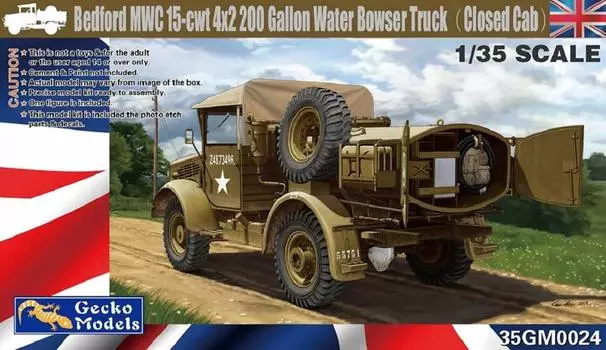 Gekko Model British Army Bedford MWC 4x2 200-галлонный грузовик-цистерна для воды, последняя модель, пластиковая модель GEC35GM0024 1/35 15-cwt