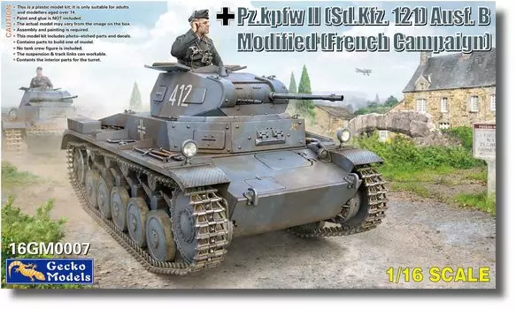 Gekko Model German Panzer 2 Modified French Front Пластиковая модель GEC16GM0007 1/16 Sd.Kfz.121c Type, A/B/C