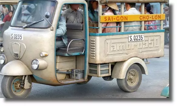 Gekko Model Saigon Shuttle трехколесный велосипед с водителем и пассажиром Пластиковая модель GEC35GM0111 1/35 1960-1970-е гг.