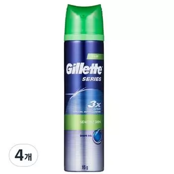 Гель для бритья Gillette Sensitive Skin, 195 г, 4 упаковки, корейское бритвенное лезвие