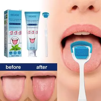 Гель для чистки языка с щеточкой Eelhoe Cleaning Magic Oral Care Remove Odor Fresh Breath 50g