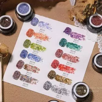 Гель для дизайна ногтей, 10 г, легко наносится, не плавает, натуральный экстракт, безопасное украшение, цветной решетчатый лак с блестками для женщин 1