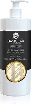 Гель для душа Basiclab Dermocosmetics Masculis для лица, тела и волос TU прозрачный