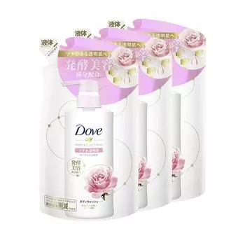 Гель для душа Dove Fermentation Beauty Series, блестящий прозрачный, сменный блок, 340 г x 3, сладкий аромат розы [оптовая закупка] & & белый