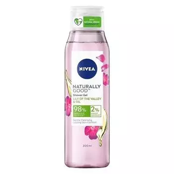 Гель для душа Nivea Naturally Good, ландыш и масло, 98% натуральных ингредиентов для нежного очищения, 300 мл