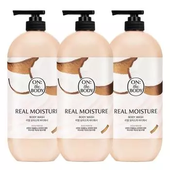 Гель для душа On the Body Real Moisture с ароматом кокоса и миндаля, 865 мл, 3 шт.