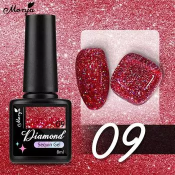 Гель для ногтей Monja, флакон 8 мл, УФ-лак, звездный алмазный блеск, светоотражающий лак для самостоятельного замачивания, маникюрный дизайн, лаковые аксессуары