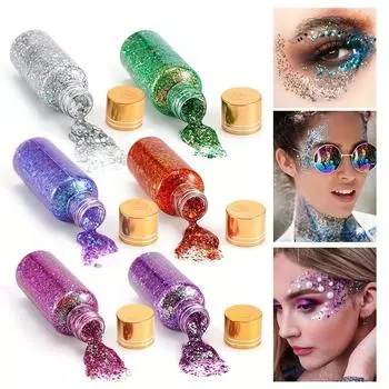 Гель-гель с блестками-хамелеон, чешуя русалки, для лица, тела, губ, симфонии, поляризованные тени для век с пайетками #1