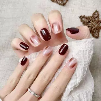 Gel Handmade Nails Sticker In Caramel Lava Cake Ballet Color Pure Style Color XS