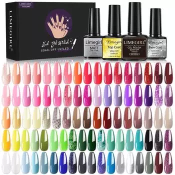 Гель-лак для ногтей Limegirl, набор для замачивания, УФ-светодиодный полуперманентный 40 шт., набор гелей для ногтей, лак для дизайна ногтей, лак для дизайна ногтей