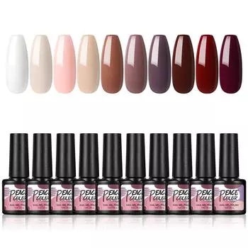 Гель-лак для ногтей PEACECOLOR, 10 цветов, 7 мл, популярные коричневые цвета для дизайна ногтей, УФ-светодиодный гель для ногтей, осенний домашний набор