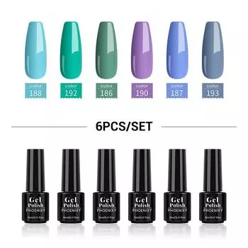 Гель-лак для ногтей PHOENIXY, блестящий полупостоянный УФ/светодиодный гель-лак для дизайна ногтей, отмачиваемый для маникюра - 6 цветов (5мл) 193