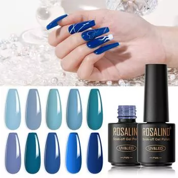 Гель-лак для ногтей ROSALIND, УФ-гель-лак синей серии, долговечный дизайн ногтей, гибридный гель, маникюр, искусство