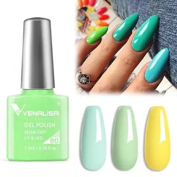 Гель-лак Venalisa 7,5 мл зелено-желтой серии с бумажной коробкой, замачиваемый УФ и светодиодный цветной гель для дизайна ногтей
