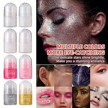 Гель-ролик с блестками для сценического макияжа, блестящий гель-краска для тела, красочные тени для век 25 мл One Size