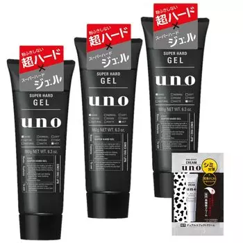 Гель uno Super Hard Gel 180 г x 3 Бонус Стайлинг Сохраняет Супер Сильно Фиксирует Стойкий Не требует пудры [Оптовая закупка] (Один) + Мужские