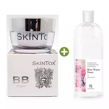 Gelcos Skin Tox BB Cream 30 г + Rose Toner 500 мл / Успокаивающий уход, покрытие пор, натуральный цвет