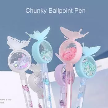 Гелевая ручка с гелевыми чернилами и бабочкой из мультфильма, фирменная ручка, кавайная ручка для письма зелёный