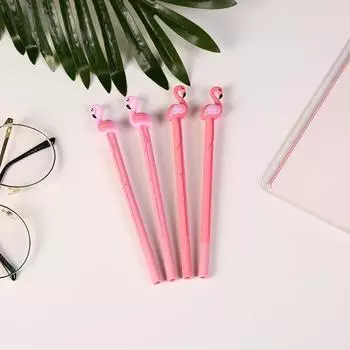 Гелевая ручка с изображением фламинго, школьные принадлежности, канцелярские товары, милые силиконовые 0,5 см, черная студенческая гелевая ручка 1pcs
