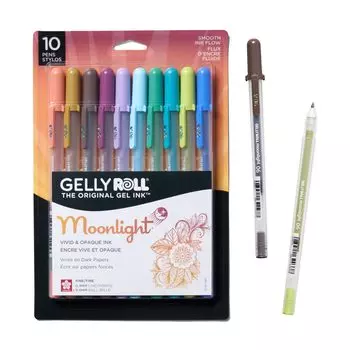 Гелевая ручка SAKURA Gelly Roll Moonlight 06 с тонким кончиком для чернил Earth Jewel Tone Ink Fine Line, набор из 10 шт. - Журналирование/Искусство/Рисование - & - -