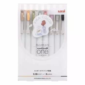 Гелевая шариковая ручка Mitsubishi Pencil Uniball One 0.38 Fika Color 8 цветов набор UMNS38FC8C
