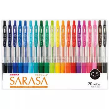 Гелевая шариковая ручка ZEBRA Sarasa Clip 0.5 20 цветов JJ15-20CA