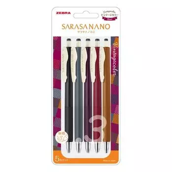 Гелевая шариковая ручка ZEBRA Sarasanano Vintage 5 цветов набор B 0.3 мм JJH72-5C-B
